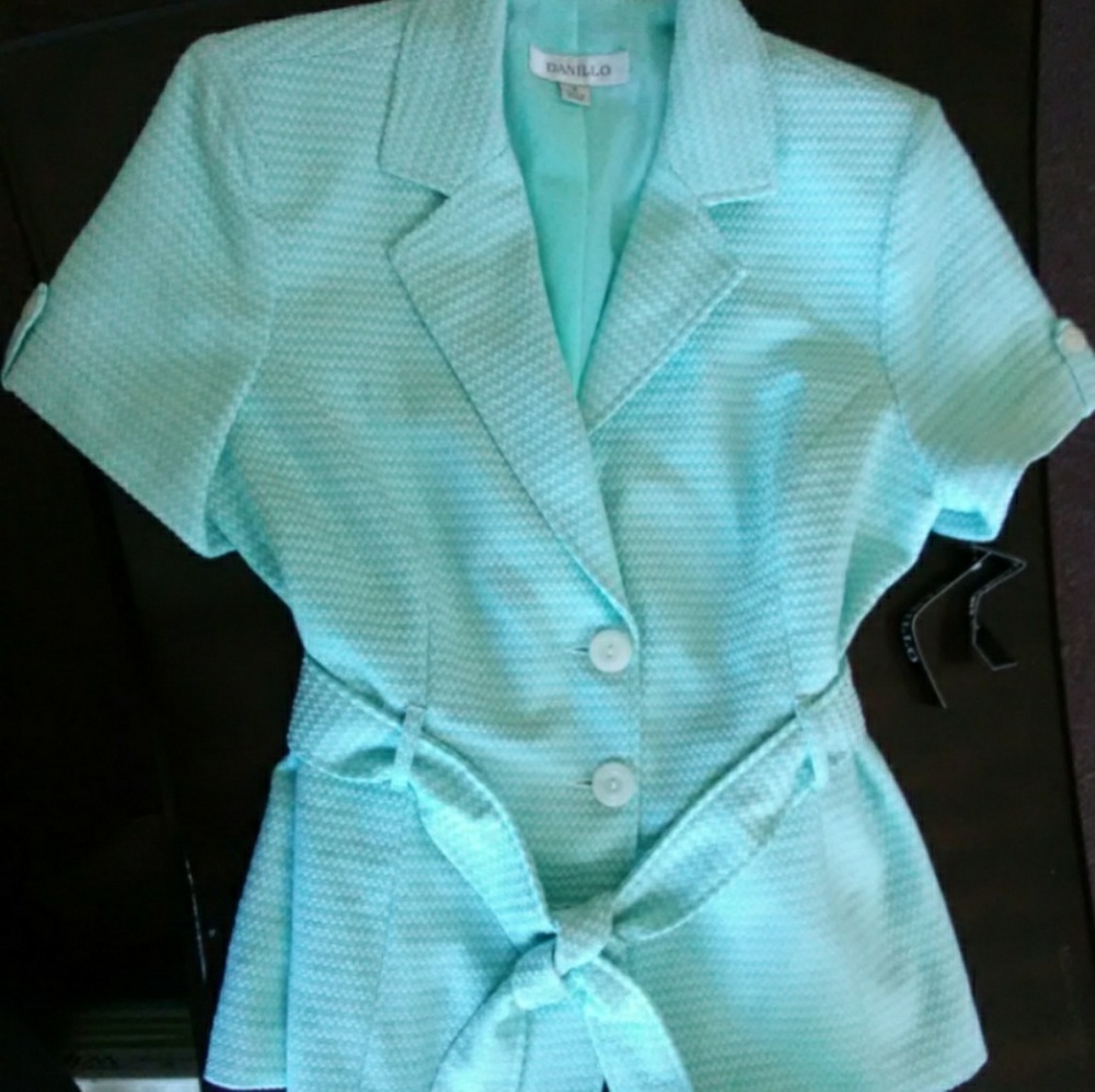 NWT DANILLO BUTTON DOWN SEAFOAM/WHITE JACKET